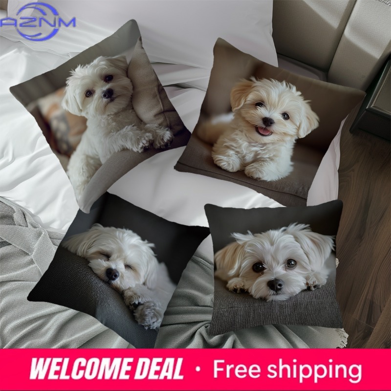 Home Textiles Photos - Maltese Dog Photo Print Cushion Covers,