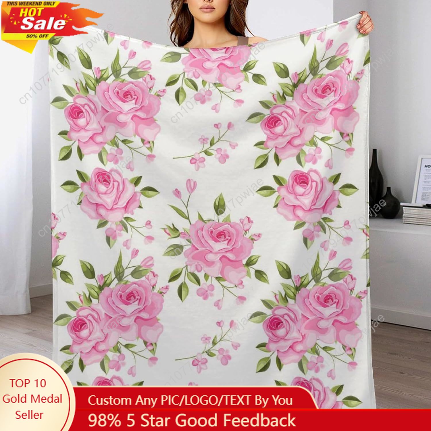 Pink Flower Throw Blanket Flor - Home Textiles Blanket 评论和价格