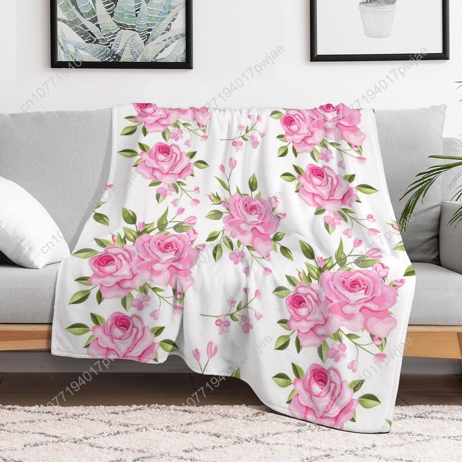 Pink Flower Throw Blanket Flor - Home Textiles Blanket 评论和价格