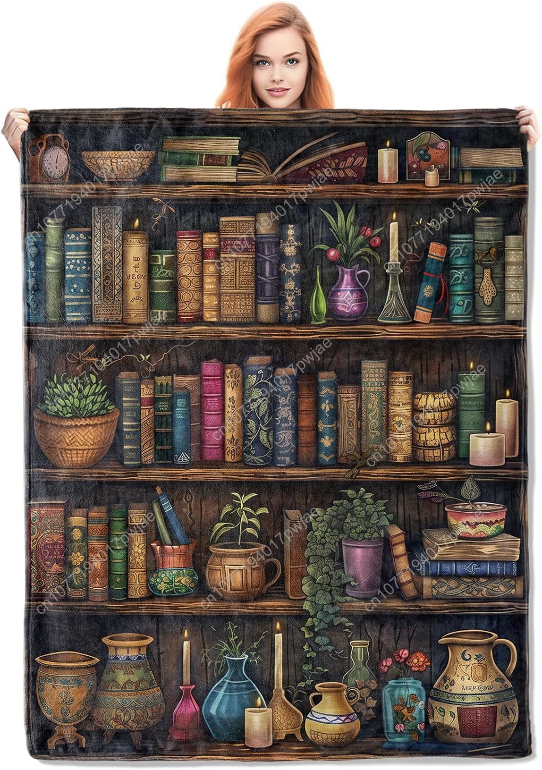 Vintage Bookshelf Blanket Read - Home Textiles Blanket 评论和价格