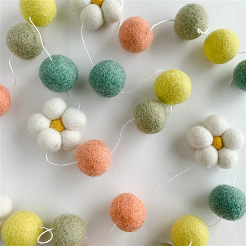 Ins Wool Felt Balls Daisy Flow - Home Textiles Photos 评论和价格