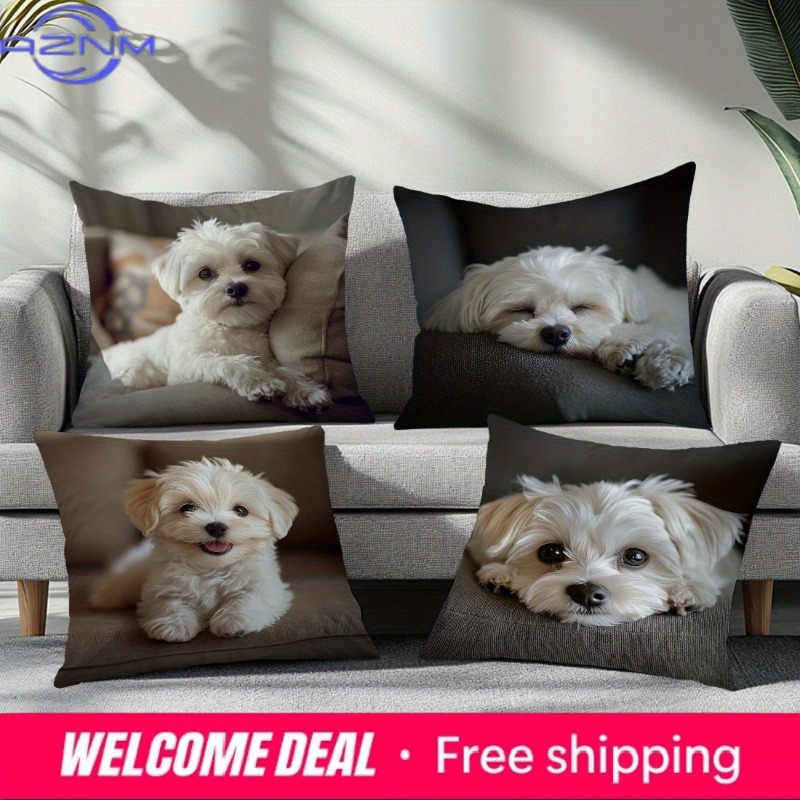 Maltese Dog Photo Print Cushio - Home Textiles Photos 评论和价格