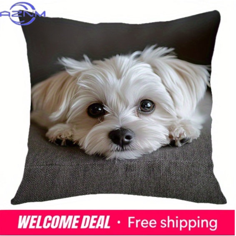 Maltese Dog Photo Print Cushio - Home Textiles Photos 评论和价格