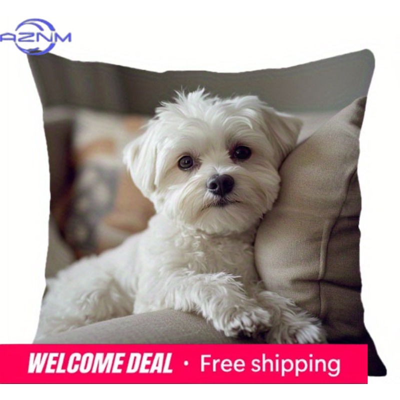 Maltese Dog Photo Print Cushio - Home Textiles Photos 评论和价格